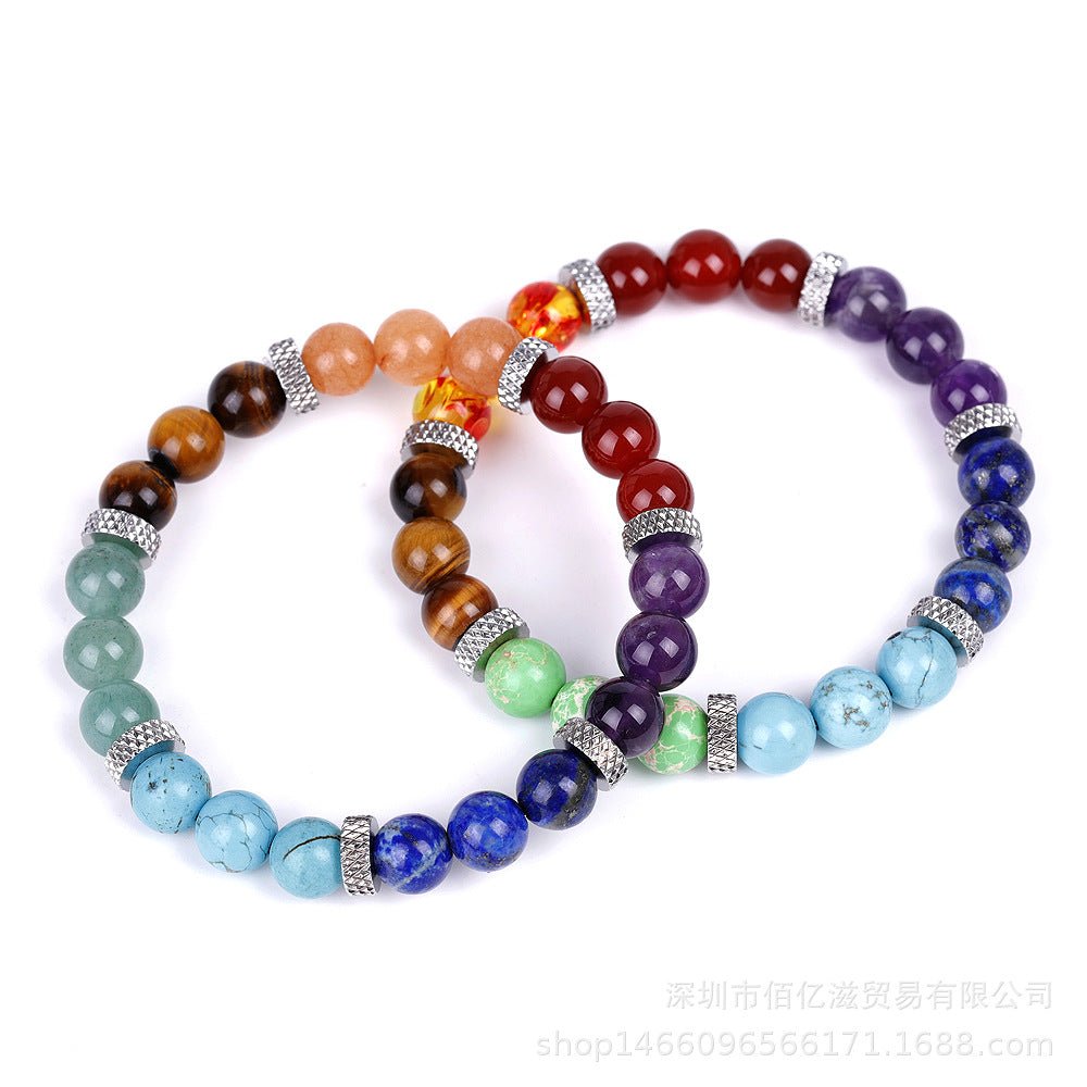 Natural Stone Chakra Bracelet - 7 Chakra Healing Crystal Yoga Meditation Jewelry - Hippopotamus Barn