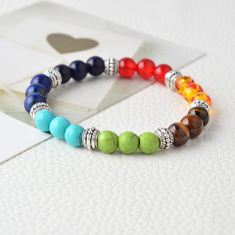 Natural Stone Chakra Bracelet - 7 Chakra Healing Crystal Yoga Meditation Jewelry - Hippopotamus Barn