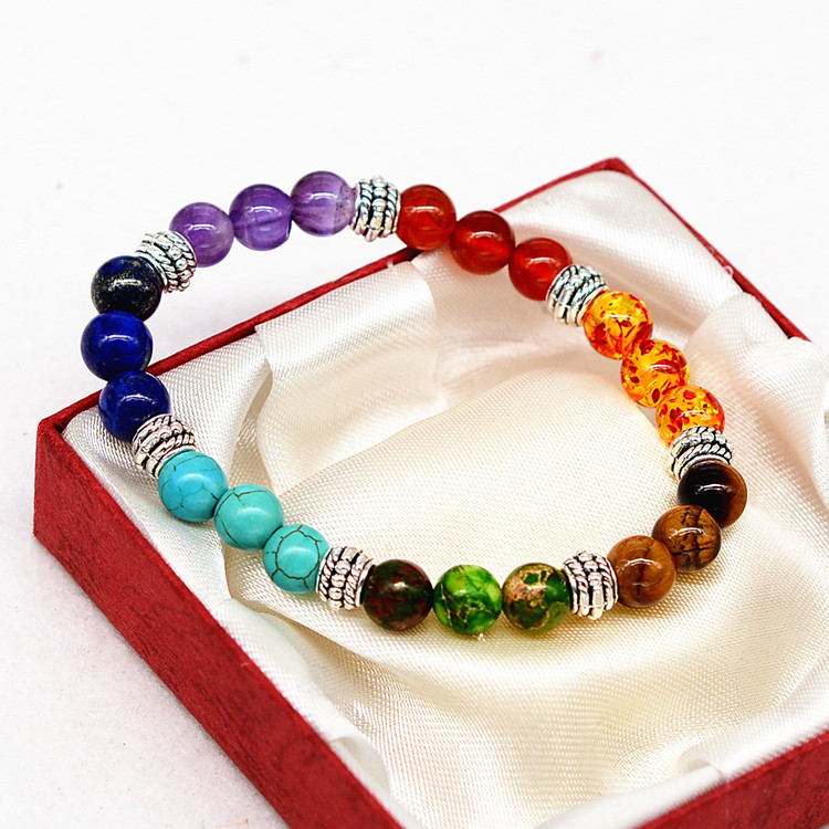 Natural Stone Chakra Bracelet - 7 Chakra Healing Crystal Yoga Meditation Jewelry - Hippopotamus Barn