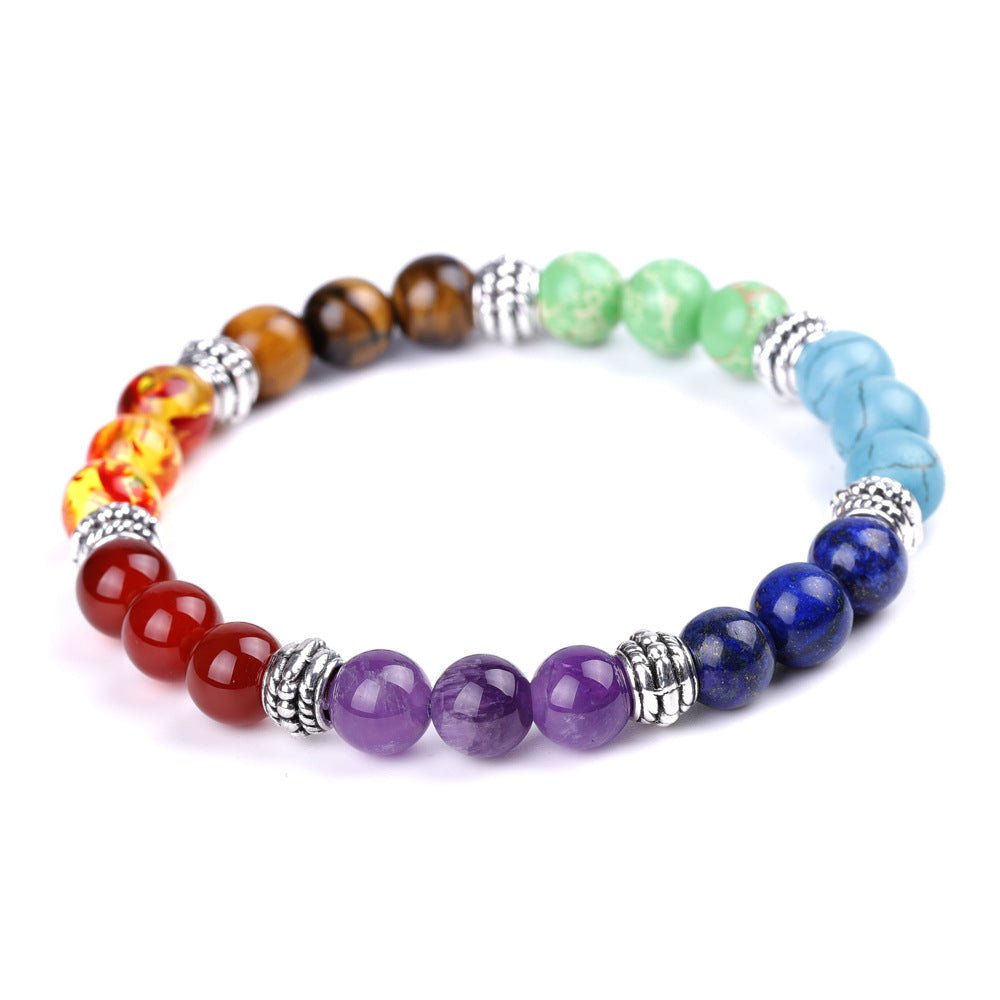 Natural Stone Chakra Bracelet - 7 Chakra Healing Crystal Yoga Meditation Jewelry - Hippopotamus Barn