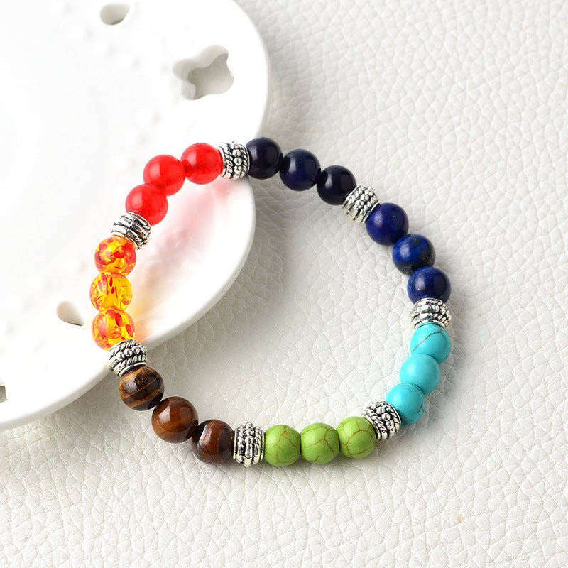 Natural Stone Chakra Bracelet - 7 Chakra Healing Crystal Yoga Meditation Jewelry - Hippopotamus Barn