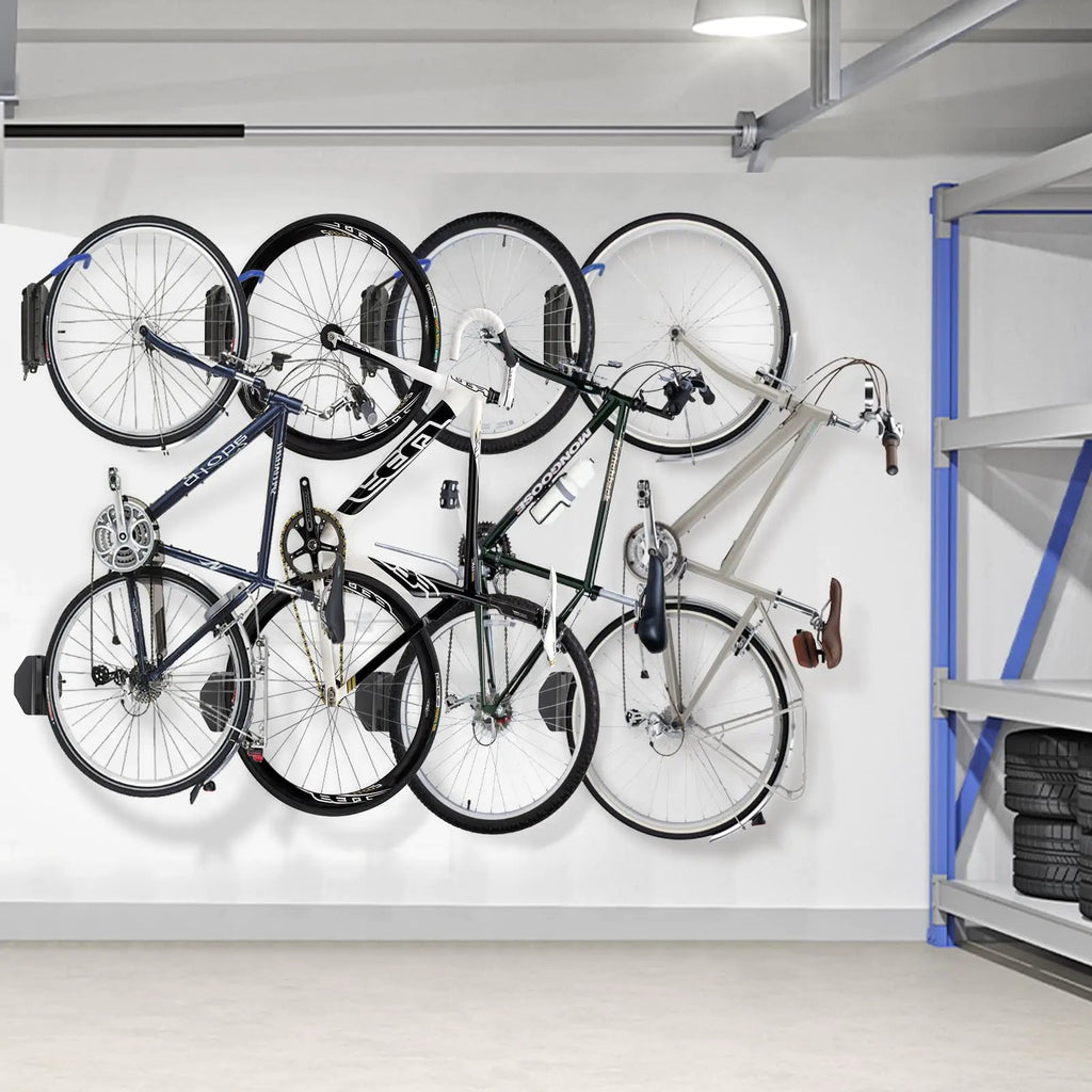 Optimized: Swivel Vertical Bike Wall Mount (4 - Pack) – Heavy Duty 70lb Capacity, Blue - Hippopotamus Barn