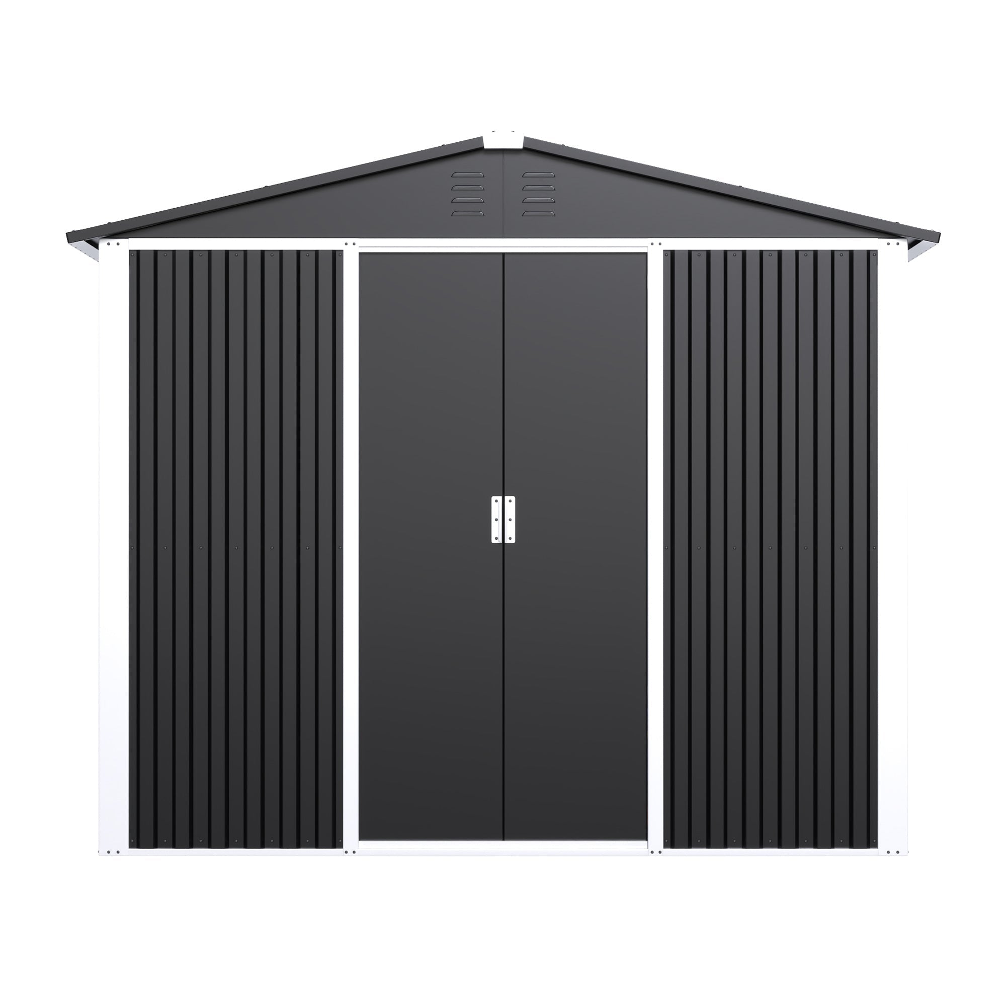 Outdoor Metal Storage Shed 8.6 x 6.3 Ft – Dual Sliding Doors | 54 Sq Ft Weatherproof Backyard Storage - Hippopotamus Barn