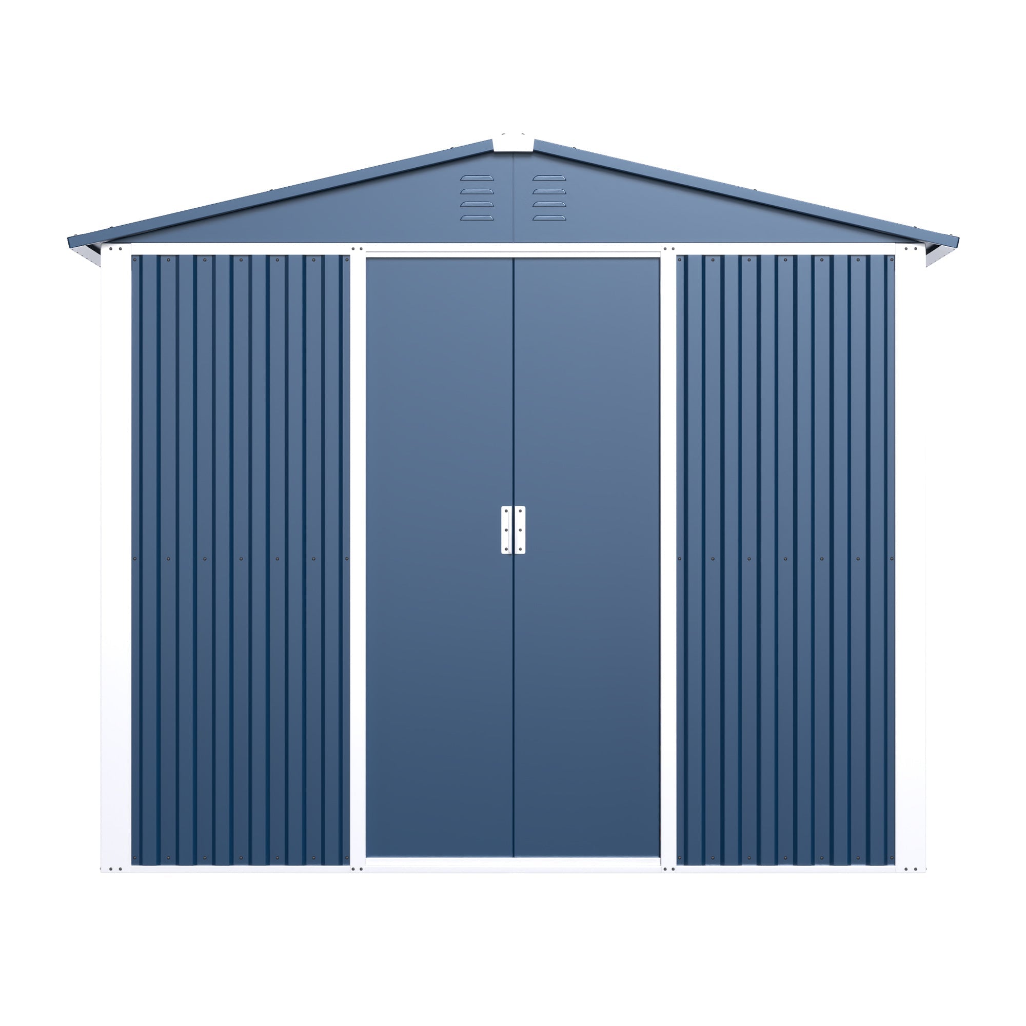 Outdoor Metal Storage Shed 8.6 x 6.3 Ft – Sliding Door, 54 Sq Ft | Blue | Backyard, Garden, Patio - Hippopotamus Barn