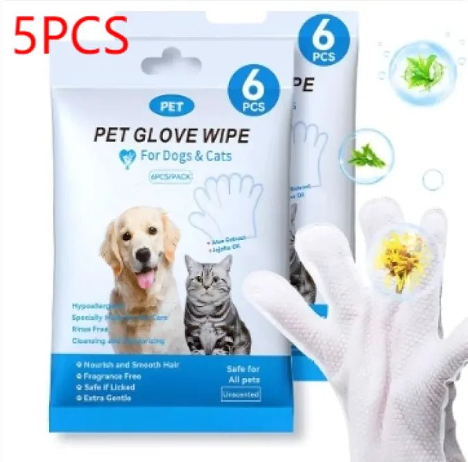 Pet Cleaning Gloves & Wipes | 9 - in - 1 Total Hygiene & Grooming Kit - Hippopotamus Barn