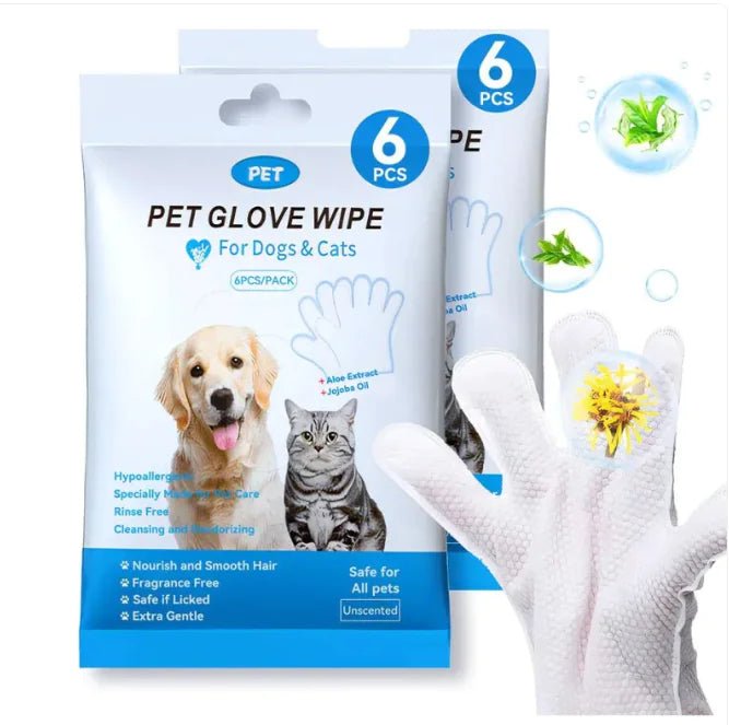 Pet Cleaning Gloves & Wipes | 9 - in - 1 Total Hygiene & Grooming Kit - Hippopotamus Barn