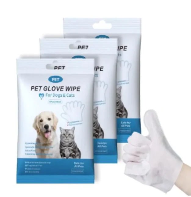 Pet Cleaning Gloves & Wipes | 9 - in - 1 Total Hygiene & Grooming Kit - Hippopotamus Barn