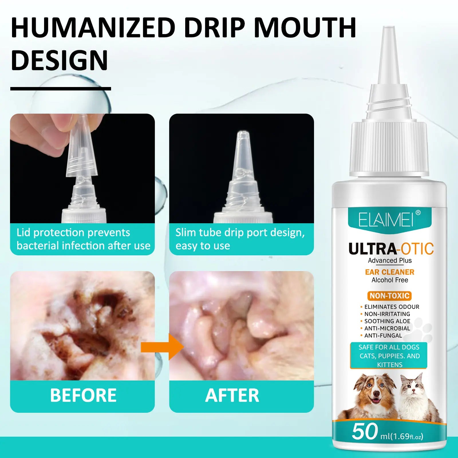 Pet Ear Cleaner 50ml | Gentle Hygiene Solution for Dogs & Cats - Hippopotamus Barn