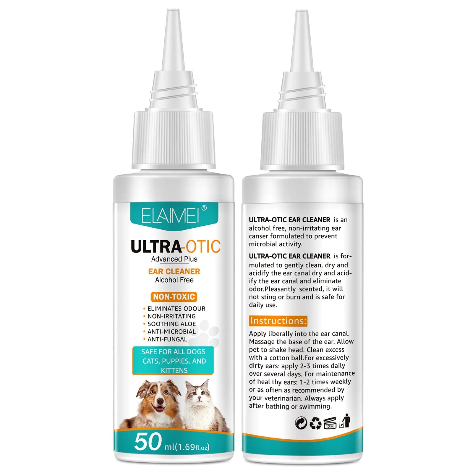 Pet Ear Cleaner 50ml | Gentle Hygiene Solution for Dogs & Cats - Hippopotamus Barn