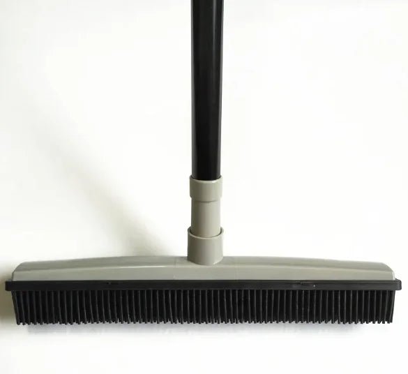 Pet Hair Removal Broom Mop | 2 - in - 1 Rubber Squeegee & Bristle Sweeper - Hippopotamus Barn