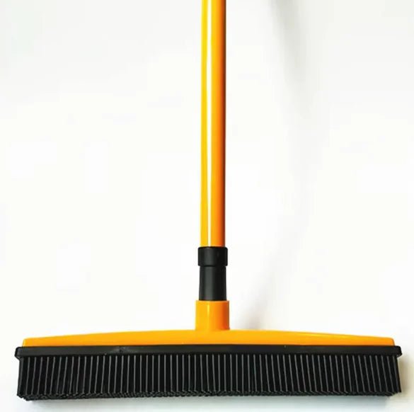 Pet Hair Removal Broom Mop | 2 - in - 1 Rubber Squeegee & Bristle Sweeper - Hippopotamus Barn