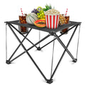 Portable Folding Camping Table | 18.5" Square, 44 lb Capacity, 2 Cup Holders & Carry Bag | Lightweight 2 lb | Black - Hippopotamus Barn