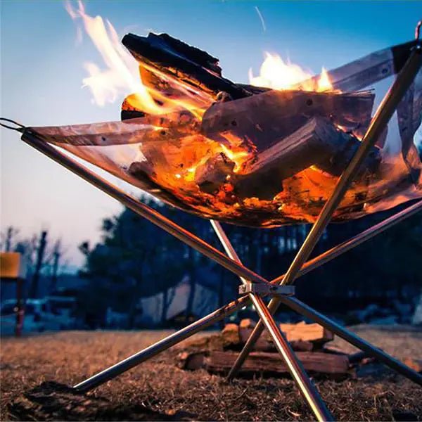 Portable Outdoor Fire Pit and BBQ Grill | 2 - in - 1 Compact Wood & Charcoal Station - Hippopotamus Barn