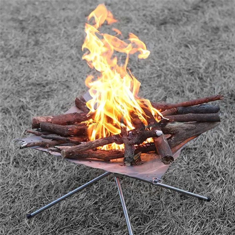 Portable Outdoor Fire Pit and BBQ Grill | 2 - in - 1 Compact Wood & Charcoal Station - Hippopotamus Barn