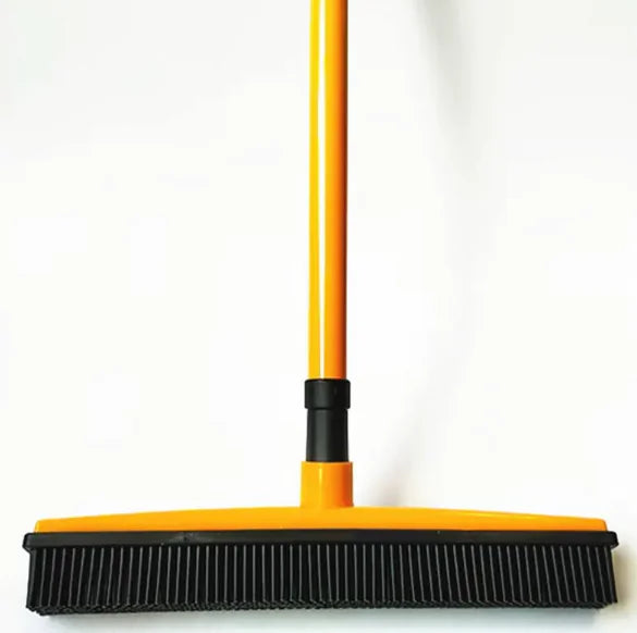 Pet Hair Removal Broom Mop | 2-in-1 Rubber Squeegee & Bristle Sweeper