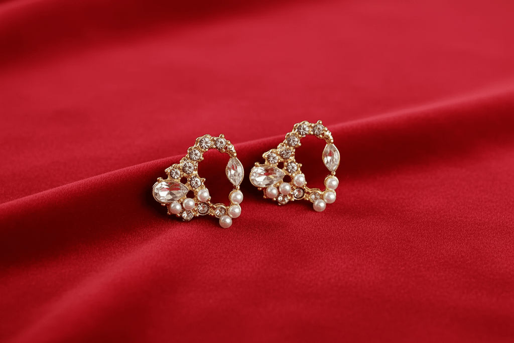 Seth Earrings | Romantic Heart - Shaped Crystal & Pearl Drops - Hippopotamus Barn