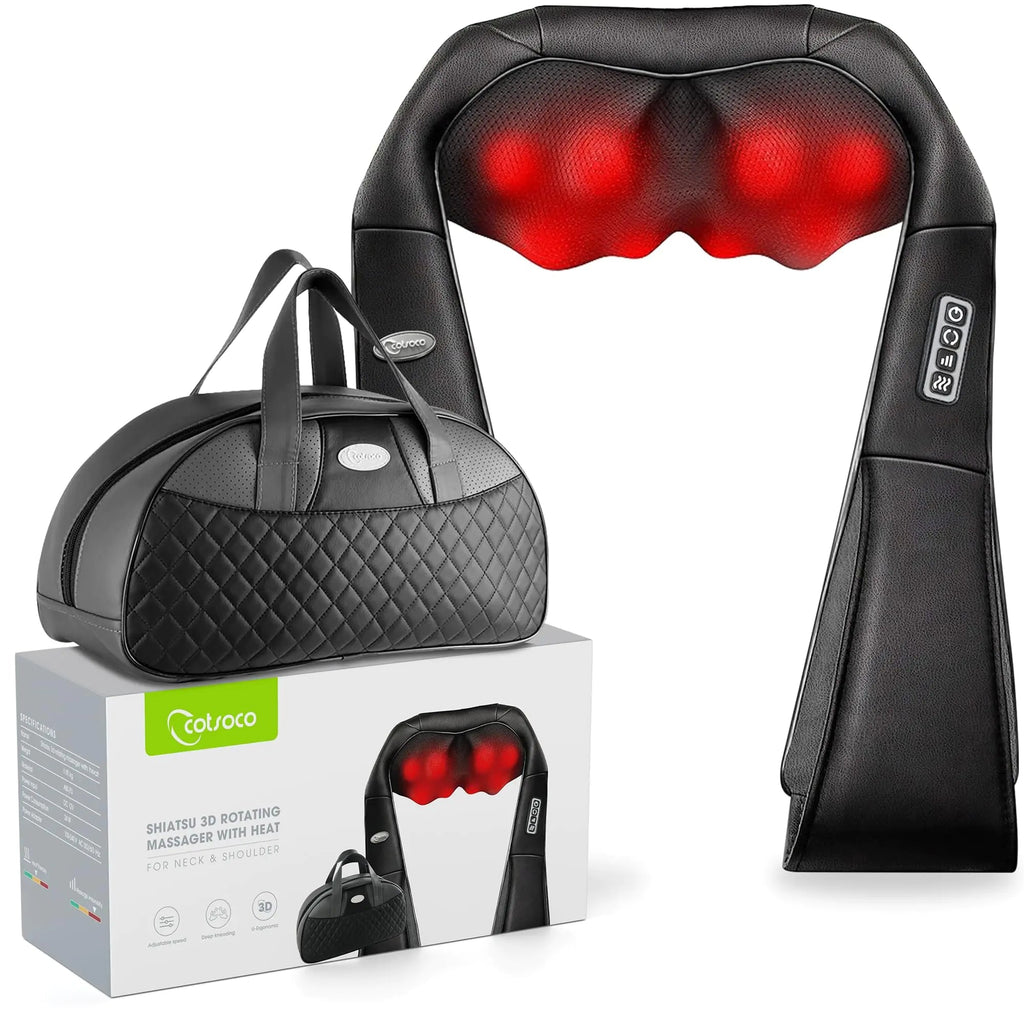 Shiatsu Back, Neck, and Shoulder Massager with Heat | 3D Deep Tissue Kneading Pillow - Hippopotamus Barn