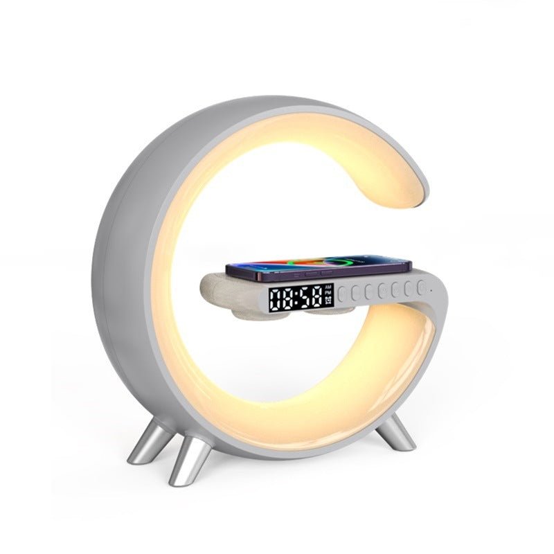 Smart LED Atmosphere Lamp with Wireless Charger & Bluetooth Speaker - G - Shaped Bedside Night Light - Hippopotamus Barn