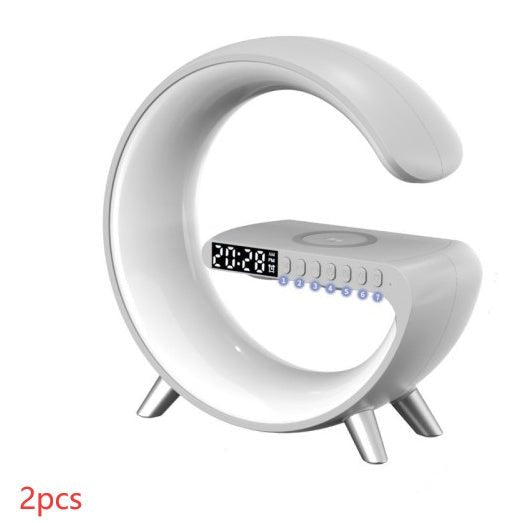 Smart LED Atmosphere Lamp with Wireless Charger & Bluetooth Speaker - G - Shaped Bedside Night Light - Hippopotamus Barn