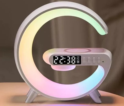 Smart LED Atmosphere Lamp with Wireless Charger & Bluetooth Speaker - G - Shaped Bedside Night Light - Hippopotamus Barn