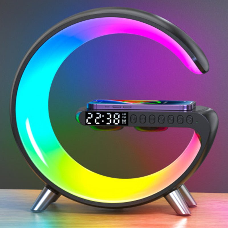 Smart LED Atmosphere Lamp with Wireless Charger & Bluetooth Speaker - G - Shaped Bedside Night Light - Hippopotamus Barn