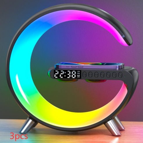 Smart LED Atmosphere Lamp with Wireless Charger & Bluetooth Speaker - G - Shaped Bedside Night Light - Hippopotamus Barn