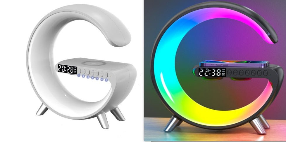 Smart LED Atmosphere Lamp with Wireless Charger & Bluetooth Speaker - G - Shaped Bedside Night Light - Hippopotamus Barn