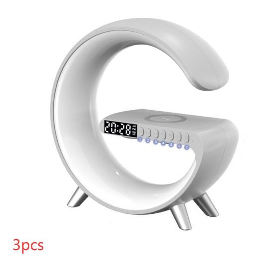 Smart LED Atmosphere Lamp with Wireless Charger & Bluetooth Speaker - G - Shaped Bedside Night Light - Hippopotamus Barn