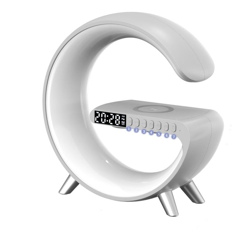Smart LED Atmosphere Lamp with Wireless Charger & Bluetooth Speaker - G - Shaped Bedside Night Light - Hippopotamus Barn