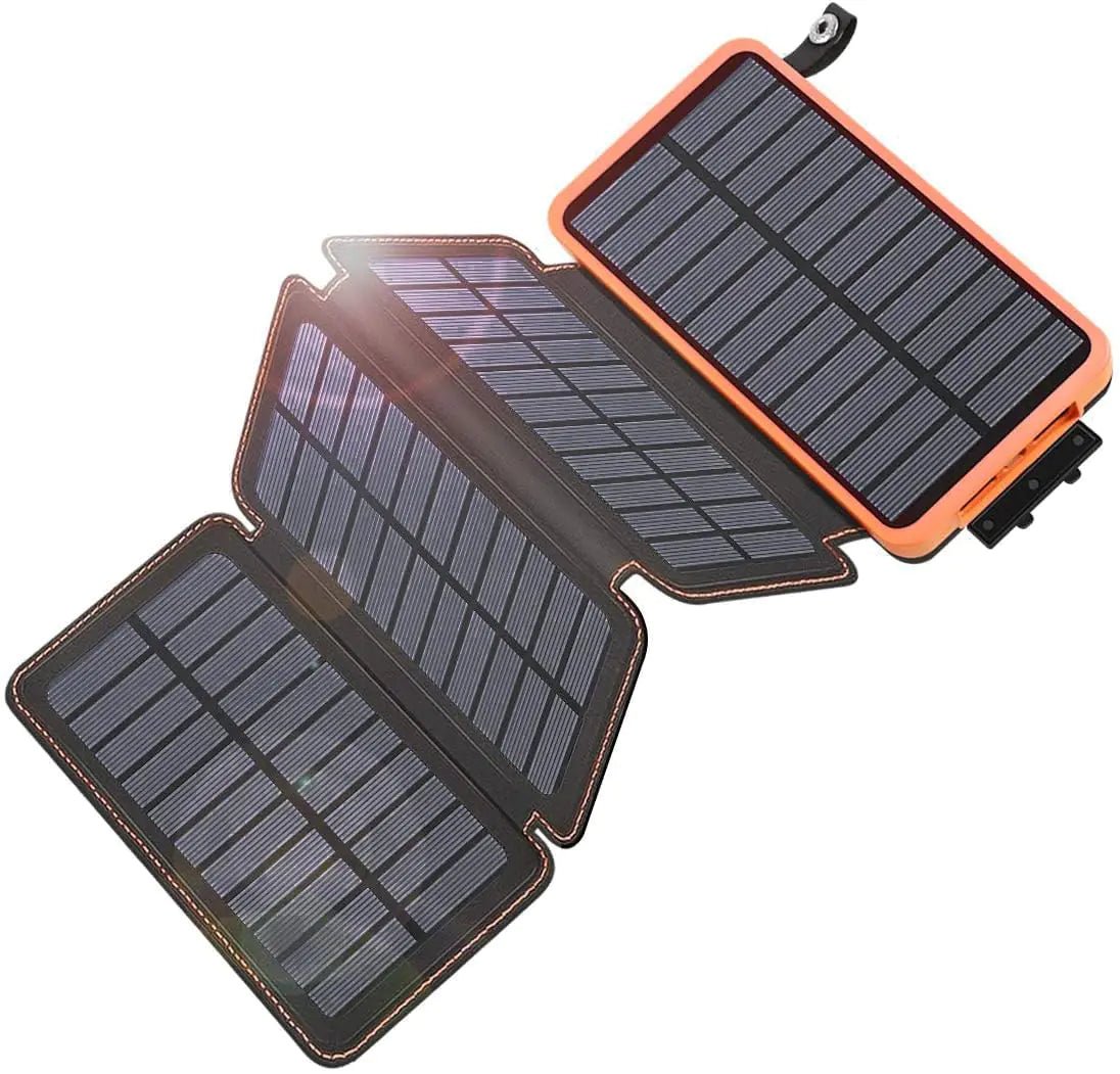 Solar Power Bank 25000mAh – 4 Foldable Panels, QC3.0 Fast Charging, Waterproof | Camping & Hiking - Hippopotamus Barn