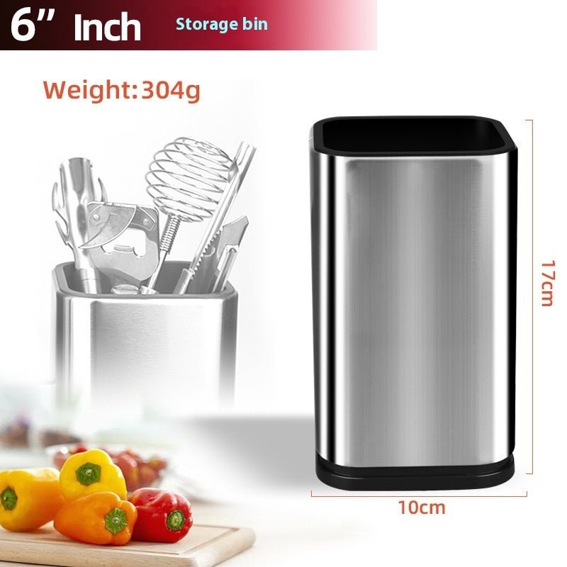 Stainless Steel Kitchen Knife Holder Organizer with Utensil Storage - Multifunctional Countertop Cutlery Rack - Hippopotamus Barn