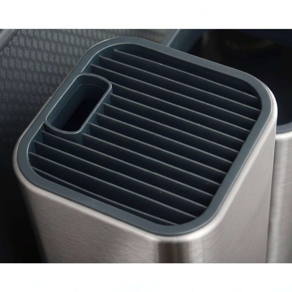 Stainless Steel Kitchen Knife Holder Organizer with Utensil Storage - Multifunctional Countertop Cutlery Rack - Hippopotamus Barn