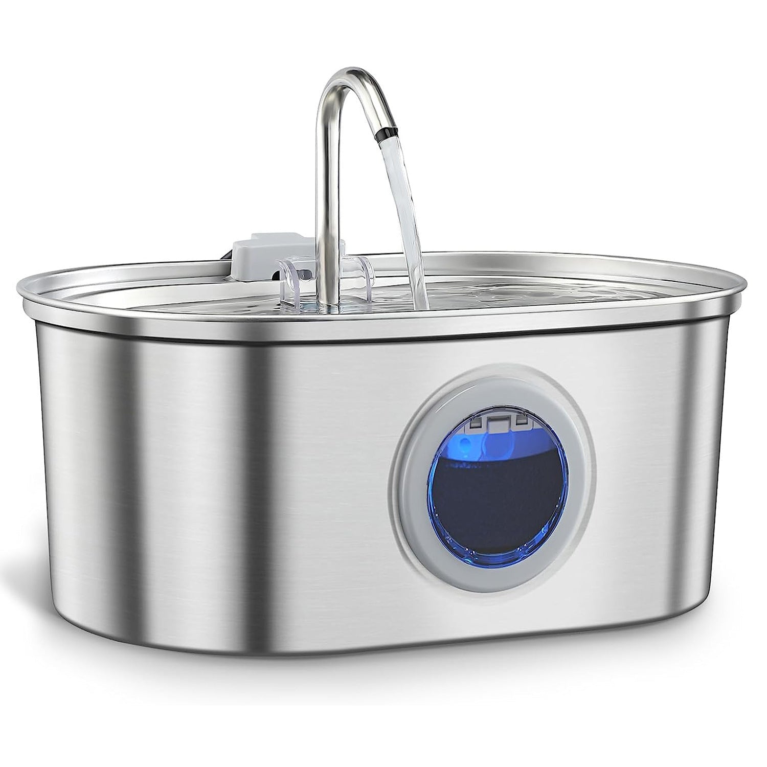 Stainless Steel Pet Water Fountain – Silent Pump, Multi - Standard Adapters, Pet Water Dispenser - Hippopotamus Barn