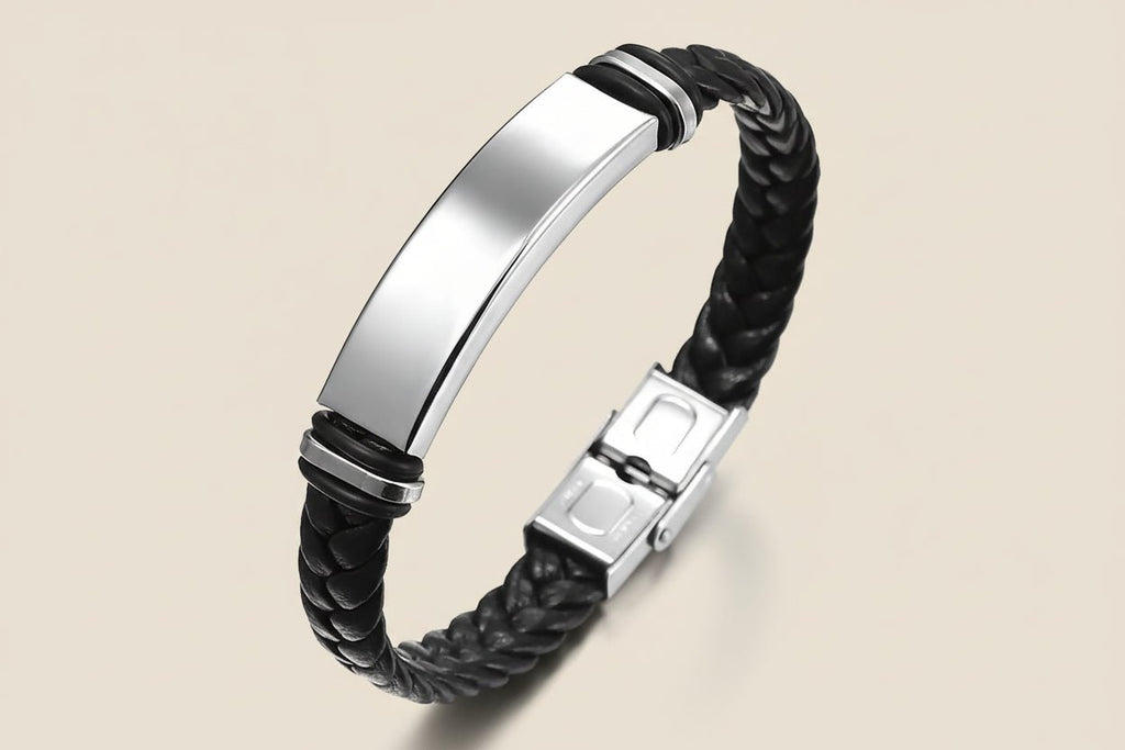 Suyi Men's Adjustable Stainless Steel & Silicone Wrap Bracelet - Silver - Hippopotamus Barn