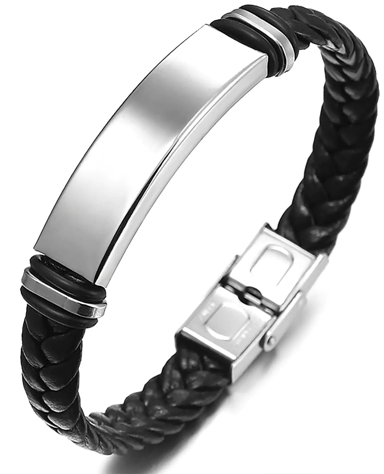 Suyi Men's Adjustable Stainless Steel & Silicone Wrap Bracelet - Silver - Hippopotamus Barn