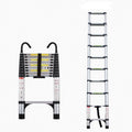 Telescopic Ladder Aluminum - 9.5 ft Adjustable Extension Ladder Portable Compact Storage - Hippopotamus Barn