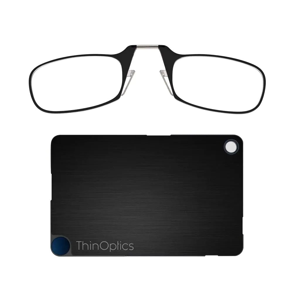 ThinOptics Reading Glasses + FlashCard Case | Black Frame (+1.00 Strength) - Hippopotamus Barn