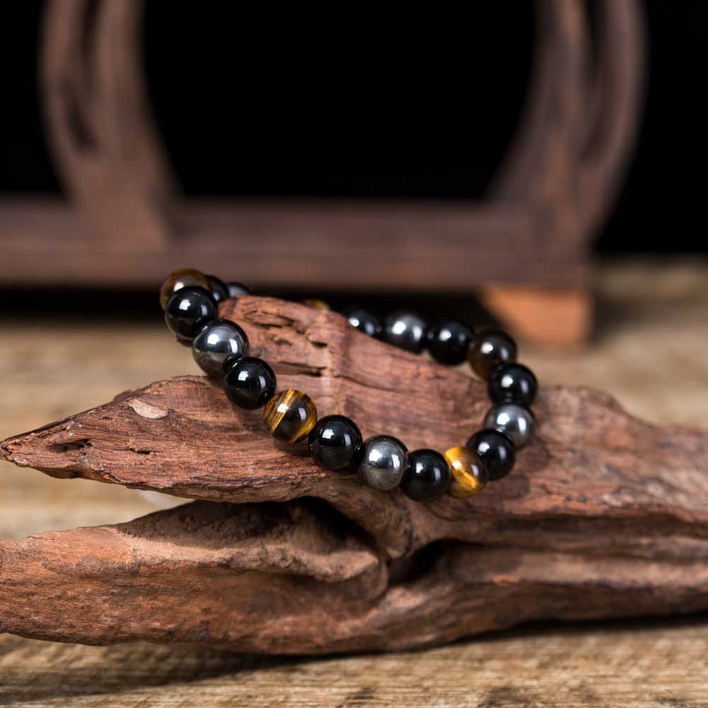 Tiger Eye Stone Bracelet - Natural Healing Crystal Beaded Bracelet for Men Women - Hippopotamus Barn