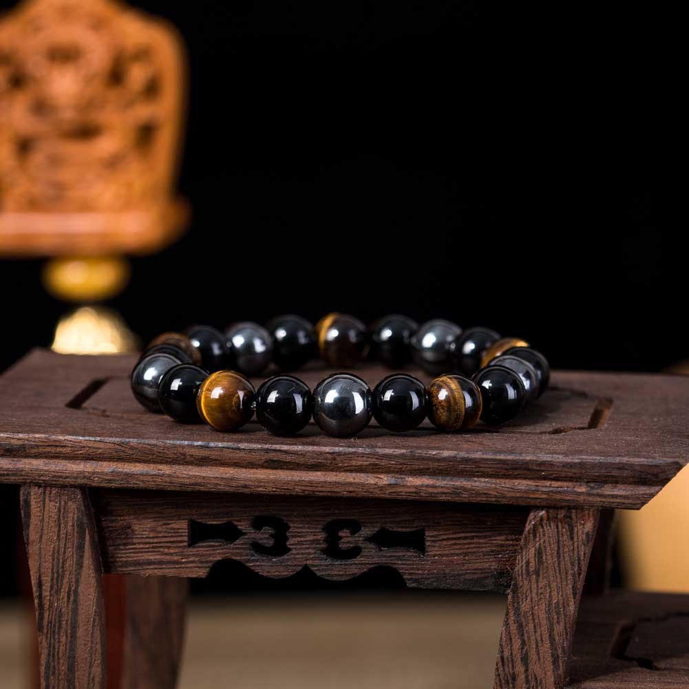 Tiger Eye Stone Bracelet - Natural Healing Crystal Beaded Bracelet for Men Women - Hippopotamus Barn