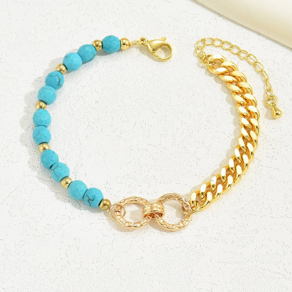Turquoise Beaded Bracelet - Boho Multi - Chain Layered Bracelet for Women - Hippopotamus Barn