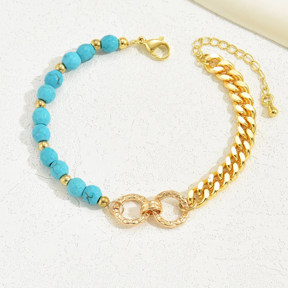 Turquoise Beaded Bracelet - Boho Multi - Chain Layered Bracelet for Women - Hippopotamus Barn