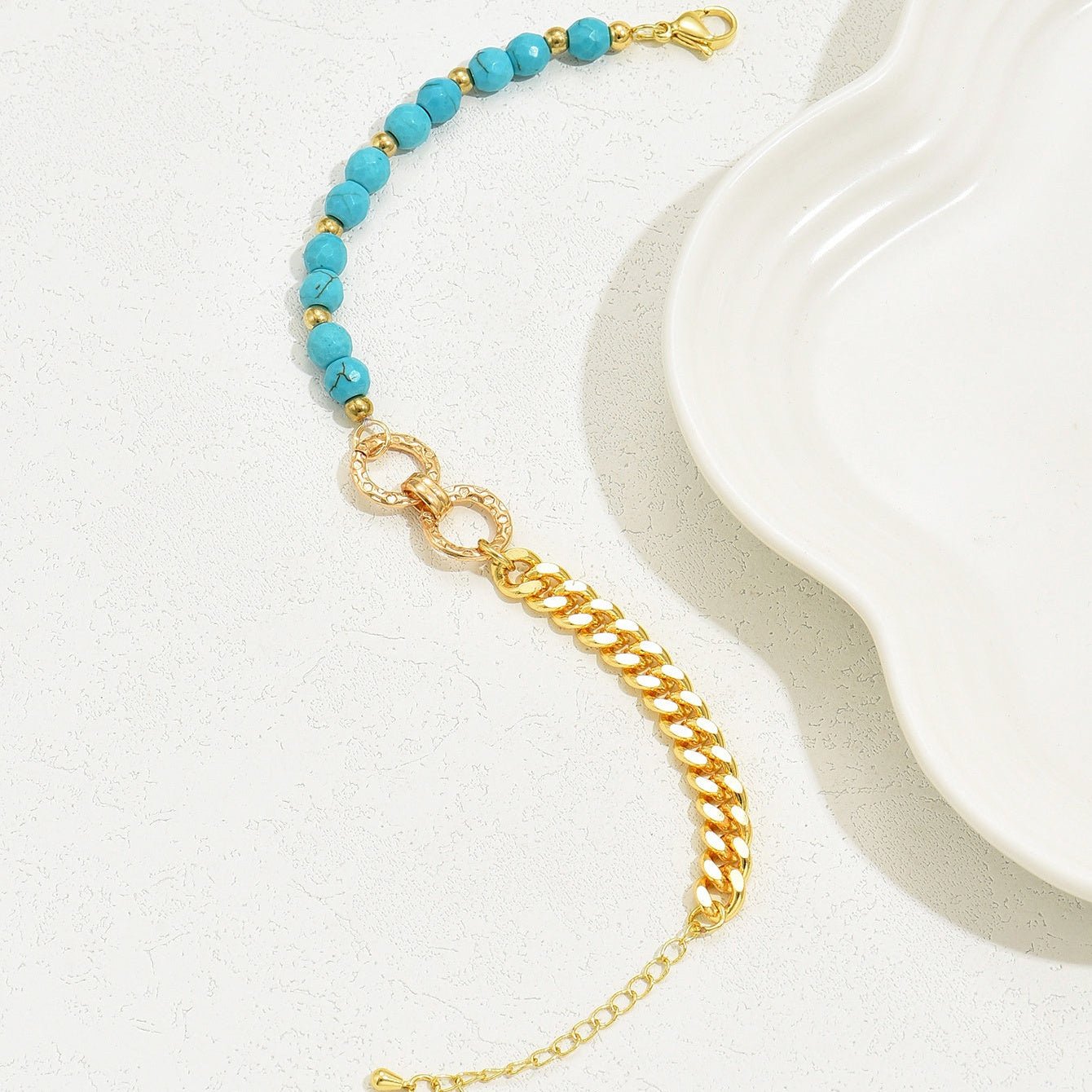 Turquoise Beaded Bracelet - Boho Multi - Chain Layered Bracelet for Women - Hippopotamus Barn