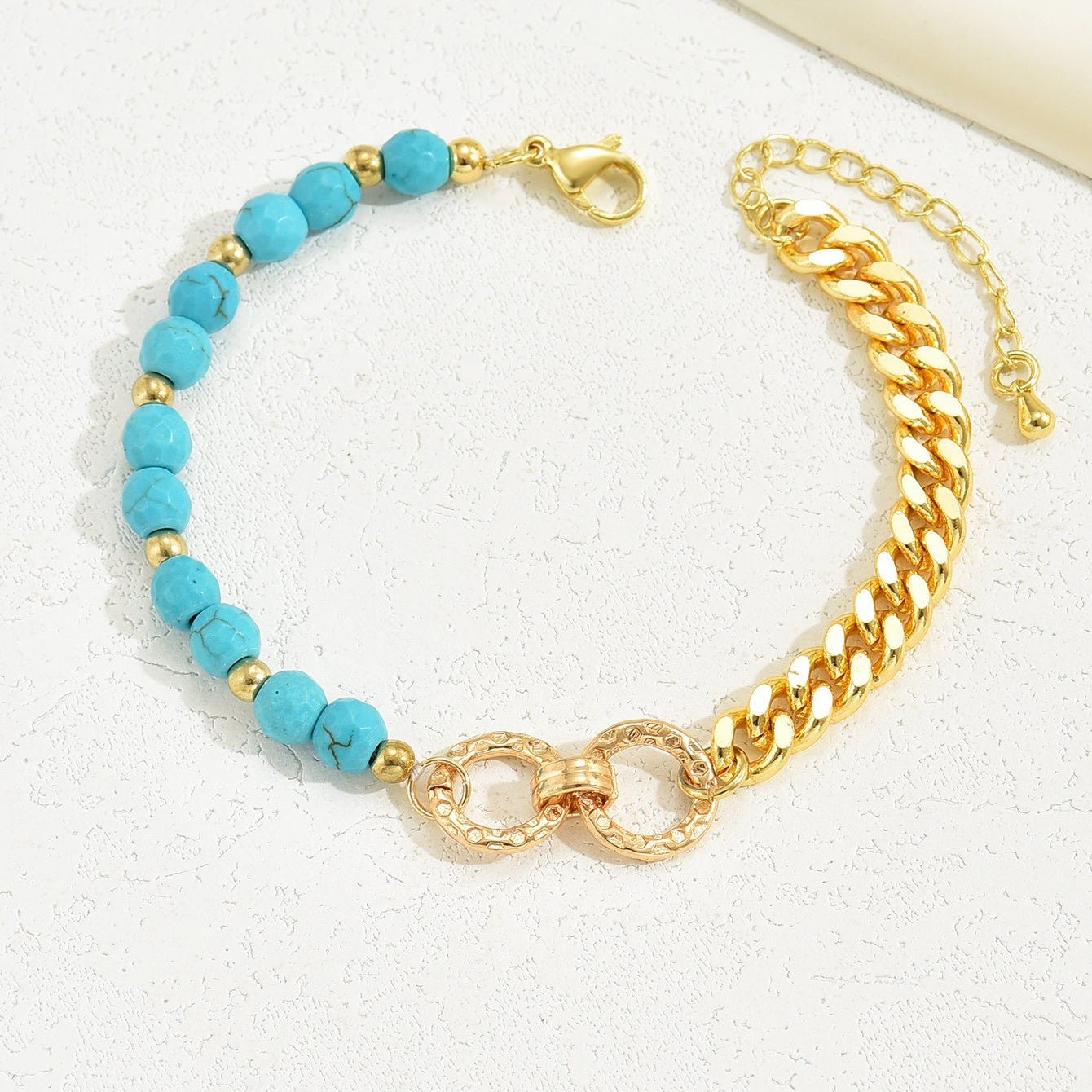 Turquoise Beaded Bracelet - Boho Multi - Chain Layered Bracelet for Women - Hippopotamus Barn