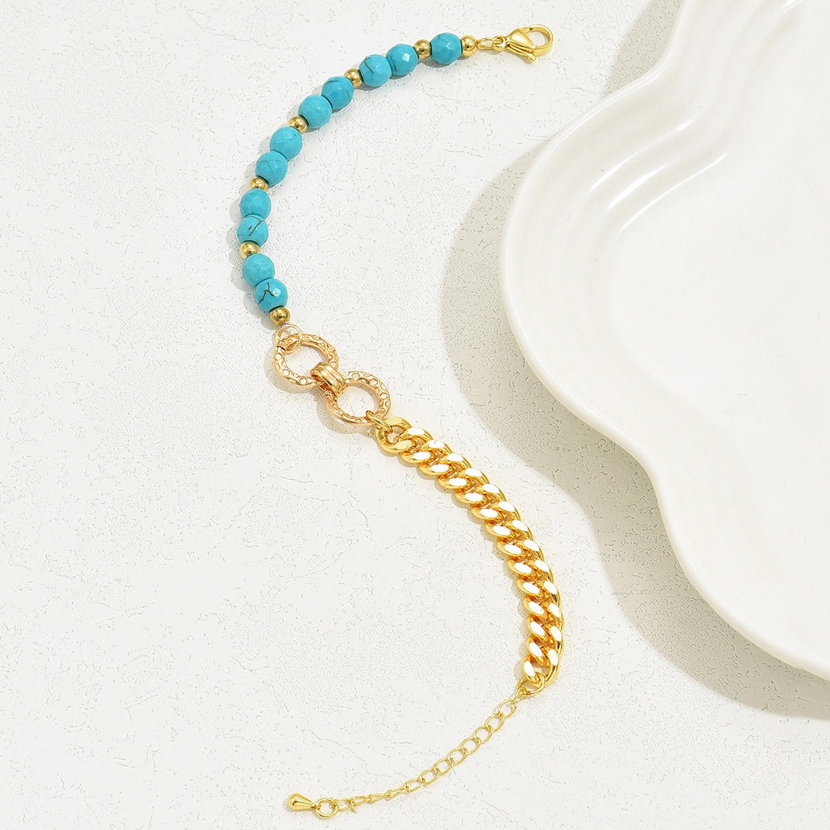 Turquoise Beaded Bracelet - Boho Multi - Chain Layered Bracelet for Women - Hippopotamus Barn
