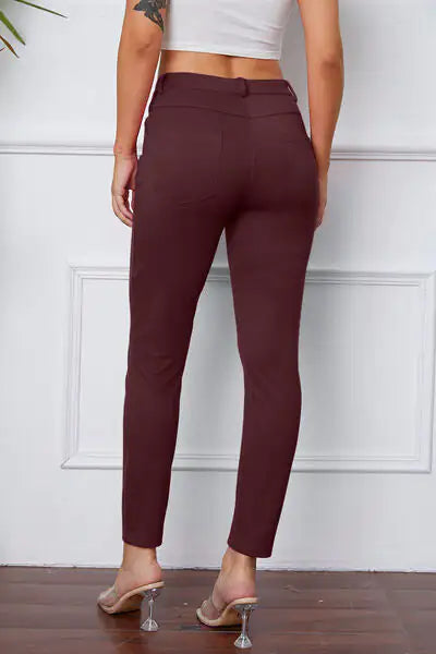 Essential Stretchy Stitch Pants | High-Rise Slim Fit Trousers