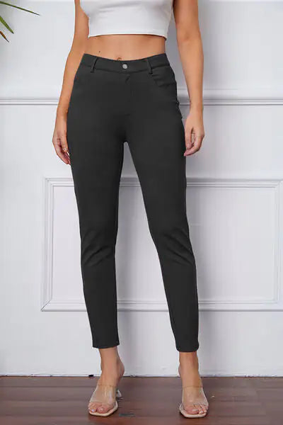 Essential Stretchy Stitch Pants | High-Rise Slim Fit Trousers
