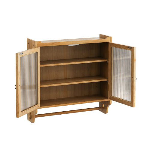 Wall Mounted Cabinet with Glass Doors - 3 - Tier Storage for Bathroom & Kitchen - Hippopotamus Barn
