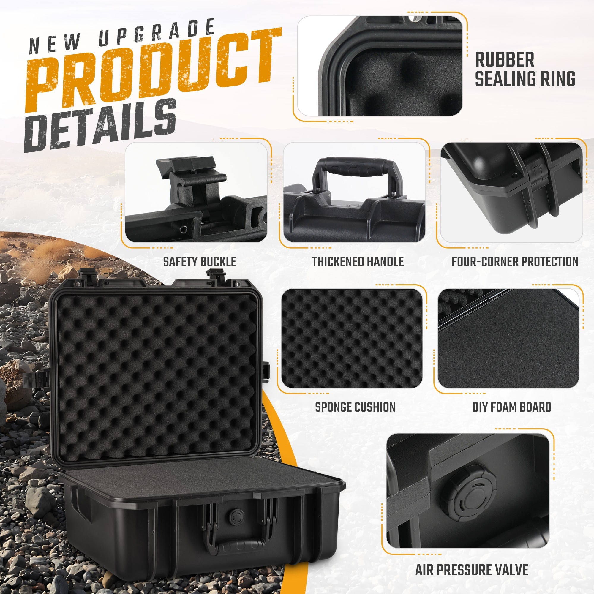 Waterproof Hard Case with Foam - IP67 Protective Equipment Case for Cameras & Gear - Hippopotamus Barn