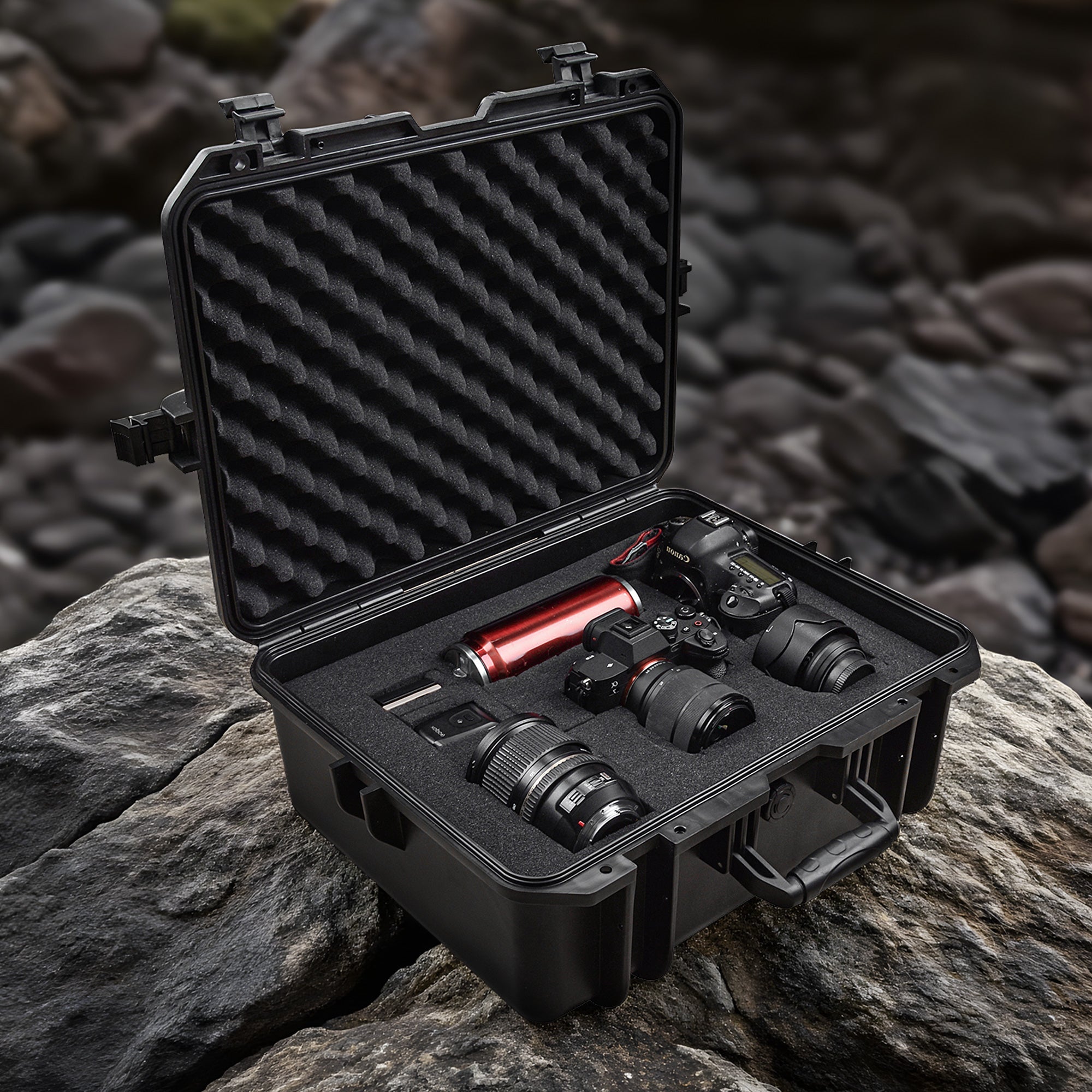 Waterproof Hard Case with Foam - IP67 Protective Equipment Case for Cameras & Gear - Hippopotamus Barn