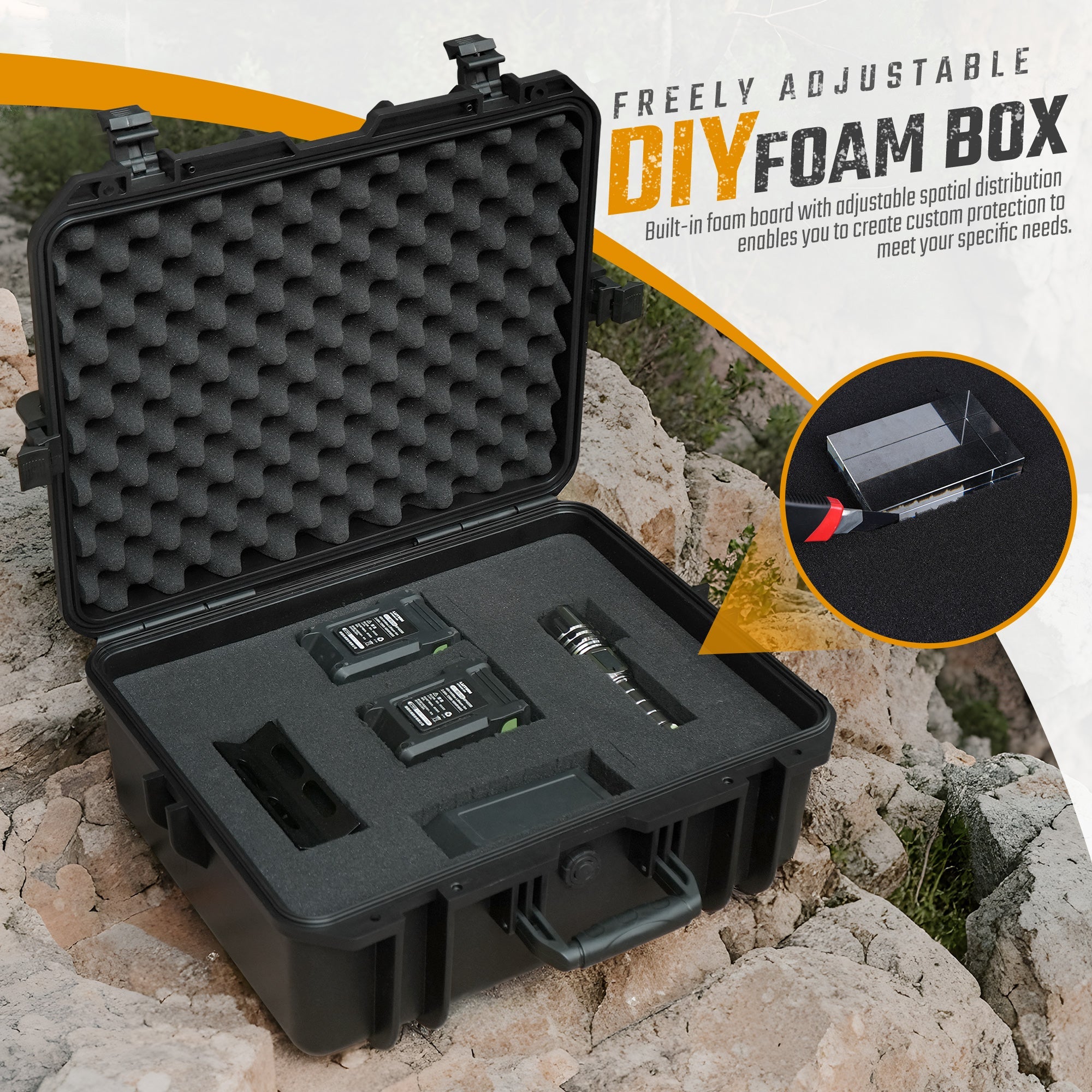 Waterproof Hard Case with Foam - IP67 Protective Equipment Case for Cameras & Gear - Hippopotamus Barn